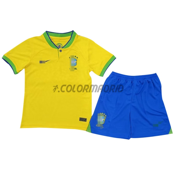 Brazil Kid's Soccer Jersey Home Kit 2022 World Cup