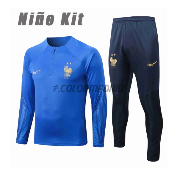 France Kid's Sweat Kit (Top+Pants) Royal Blue 2022