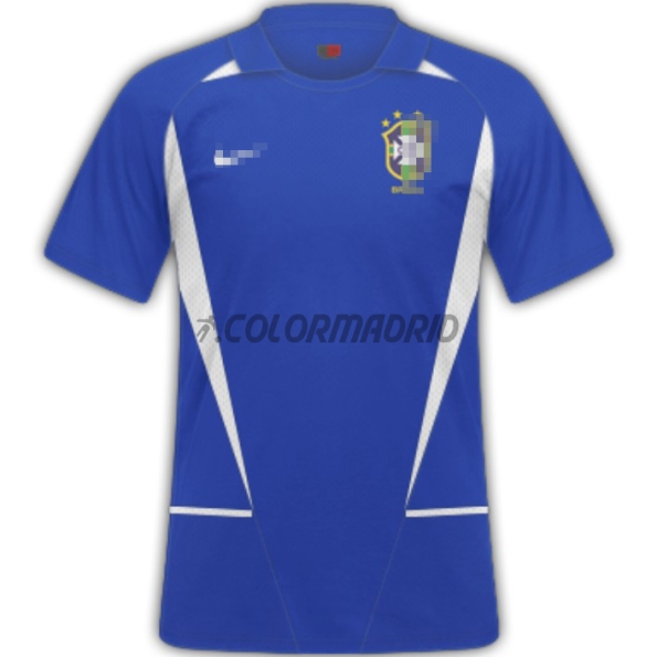 Brazil Retro Blue Soccer Jersey Away 2002