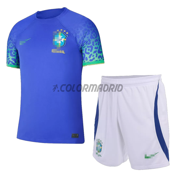Camiseta Brasil Segunda Equipación 2022 Copa Mundial Niño Kit