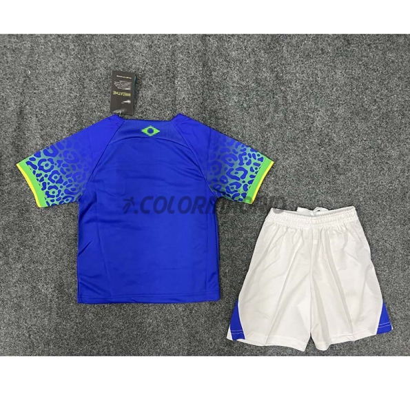 Camiseta Brasil Segunda Equipación 2022 Copa Mundial Niño Kit