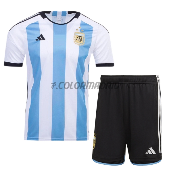 Maillot Kit Coupe du Monde Argentine 2022 Domicile Enfant 3 étoiles