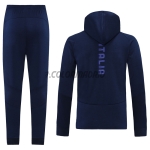 Italy Hoodie Training Kit (Jacket+Pants) Dark Blue 2021/2022