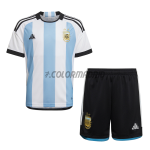 Camiseta Argentina Primera Equipación 2022 Copa Mundial Niño Kit