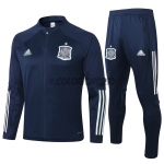 2020 Spain Dark Blue High Neck Collar Training Kit(Jacket+Trouser)