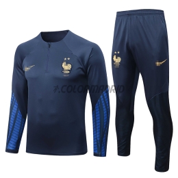 2022 France Navy Blue Training Sweatshirt Kit(Top+Trouser)