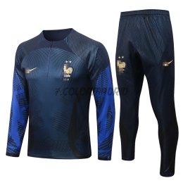 2022 France Blue/Royal Blue Training Sweatshirt Kit(Top+Trouser)