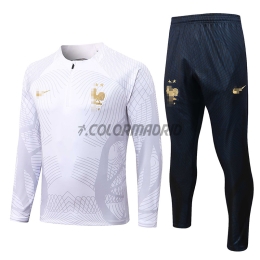 2022 France White/Gray Training Sweatshirt Kit(Top+Trouser)