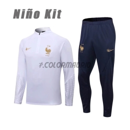 France Kid's Zipper Sweat Kit (Top+Pants) White 2022
