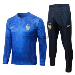 2022 France Royal Blue Training Sweatshirt Kit(Top+Trouser)