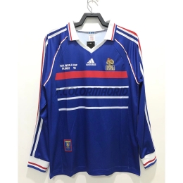 France Soccer Jersey Home Long Sleeve Retro 1998